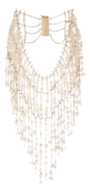 Rosantica Pearl Necklace Gold Plated Bib Necklace Rock Crystal Milano Italy