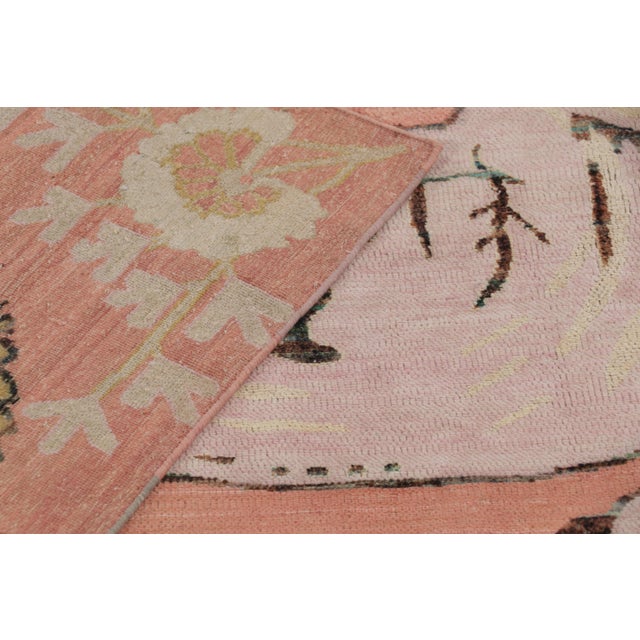 Beige Rug & Kilim Modern Persian Gabbeh Inspired Rug in Coral and Gold Lion Pictorial For Sale - Image 8 of 8