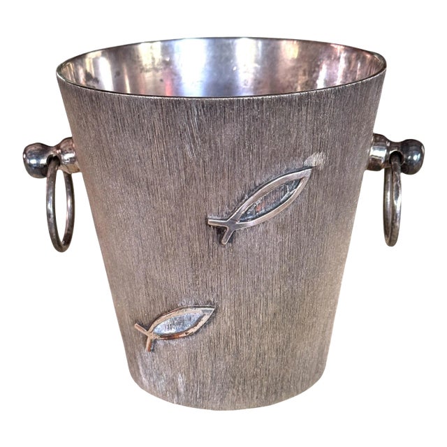 Los Castillo Silver Ice Bucket With Fish For Sale