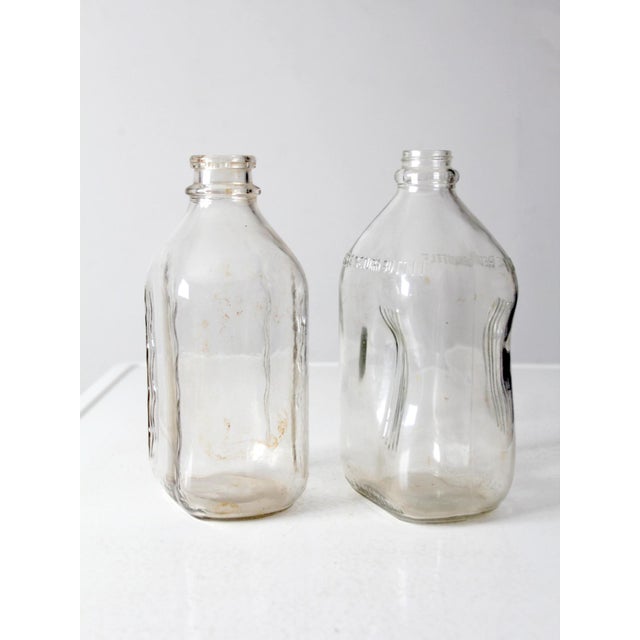 Rustic Vintage Glass Milk Jugs Pair For Sale - Image 3 of 9