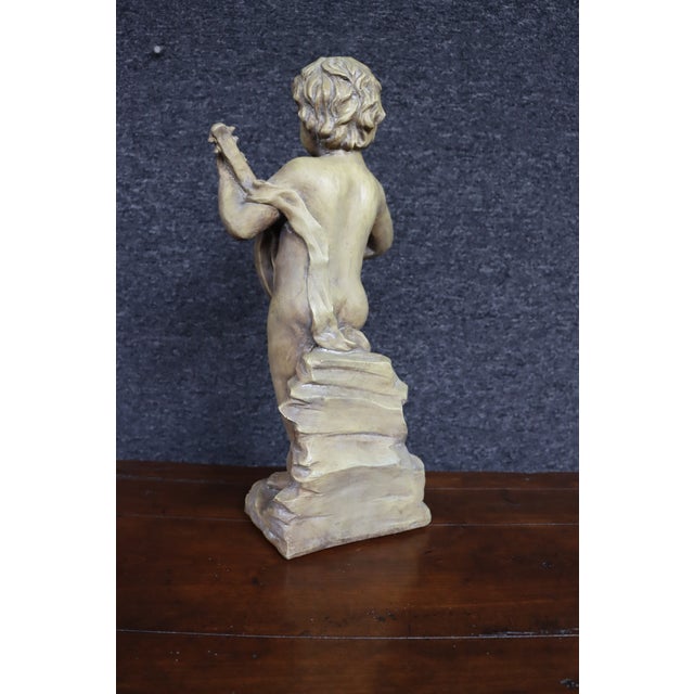 Italian Putti Figure Playing Mandolin For Sale - Image 4 of 5