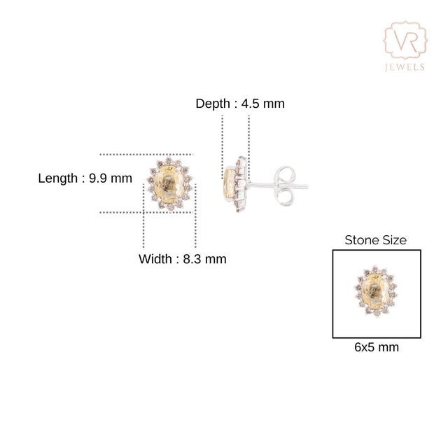 2.04 Carat Yellow Sapphire & Diamond Vintage Halo Stud Earrings in 14k Gold- 2 Pieces For Sale - Image 9 of 13