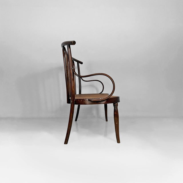 Wood Italian Wood and Vienna Straw Bench, 1970s For Sale - Image 7 of 18