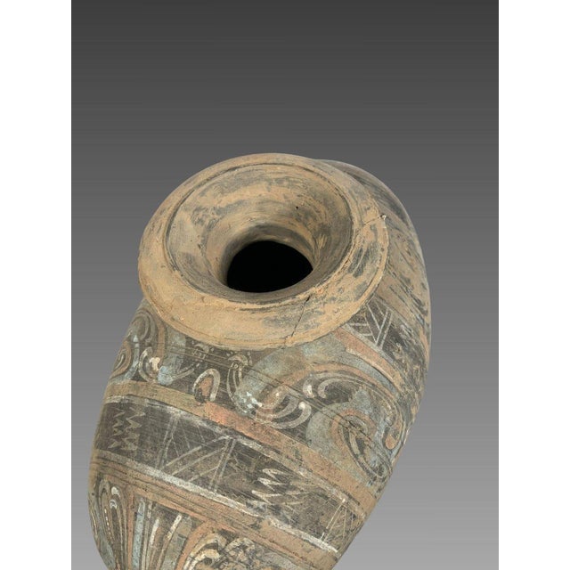 Polychrome earthenware cocoon vase, Early Han Dynasty (206 BC - 220 AD). Ancient China For Sale - Image 4 of 6