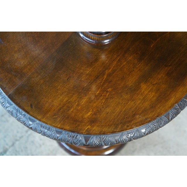 Antique English Oak Barley Twisted Library Floor Lamp Side End Table For Sale - Image 9 of 18