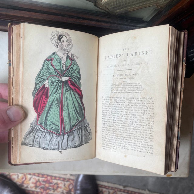 1841 Rare Book, “The Ladies’ Cabinet of Fashion, Music and Romance” , With Numerous Hand-Colored Illustrations . For Sale - Image 9 of 17
