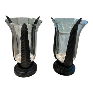 Candle Holders-Kreiss Hurricane W/Glass Top, Set of 2 For Sale