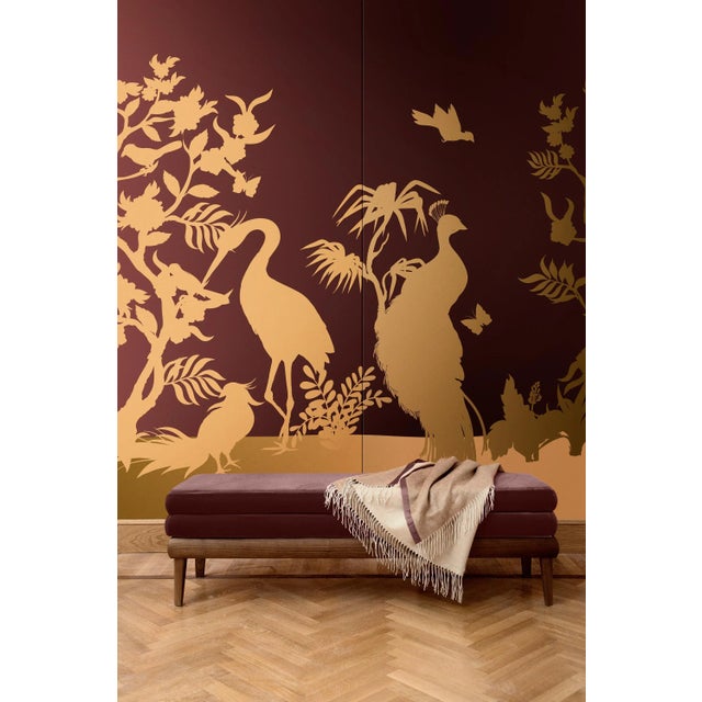 Contemporary Peacock and Herons Silhouette Fabric Wall Covering by Chiara Mennini for Midsummer-Milano For Sale - Image 3 of 5