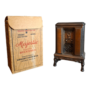 Antique Arcade Cast Iron Majestic Radio Still Bank 1930 Grigsby-Grunow W/ Box
