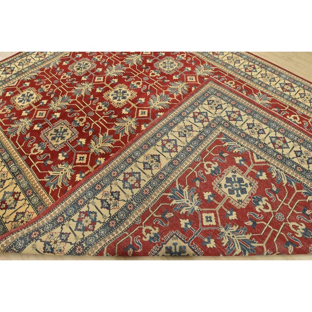 Kazak Rug 10′ X 14’5” Red Wool Traditional Hand-Knotted Oriental Carpet For Sale - Image 14 of 15