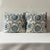 Custom-tailored contemporary floral motif on front and backs in solid blue backs. Hidden zipper. Interior serged seams....