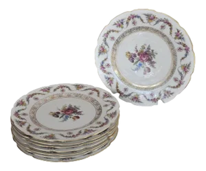 Vintage Bavaria V Schuman Crown Dinner Plates Bouquet Pattern - Set of 8