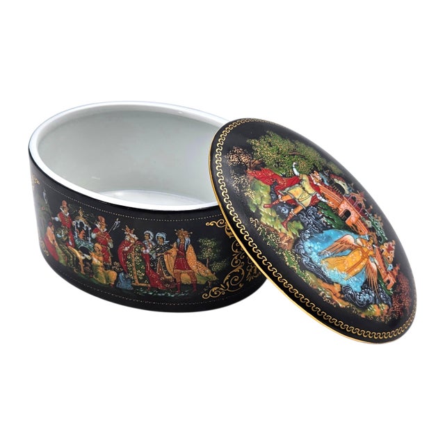 Palekh Porcelain Miniature Box “Tale of Tsar Saltan” by Vladimir Vlasov, Ussr, 4.25 For Sale - Image 15 of 18
