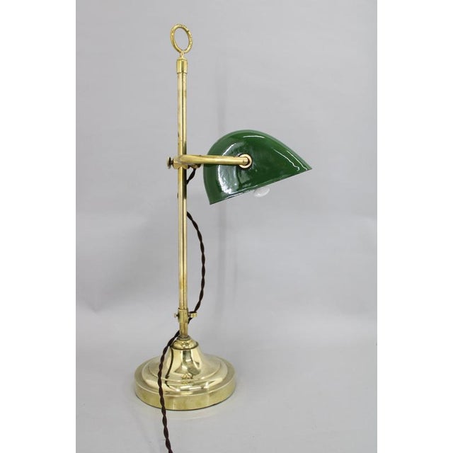 1930s Art Deco Brass Banker Table Lamp, Czechoslovakia, 1930s For Sale - Image 5 of 13