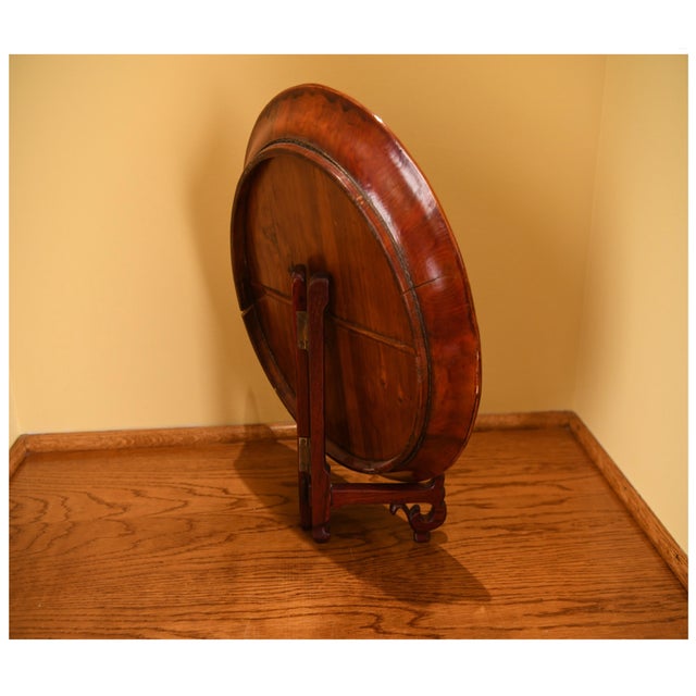 Antique Chinese Lacquered Wooden Charger Tray For Sale - Image 4 of 10
