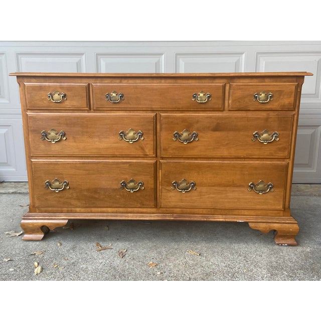 1980s Ethan Allen Heirloom Nutmeg Maple 7 Drawer Double Dresser Chairish
