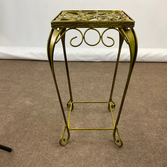 Vintage Chinoiserie Bamboo Motif Metal and Cast Iron Plant Stand For Sale - Image 4 of 13