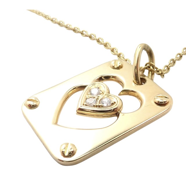 Late 20th Century Christian Dior Yellow Gold Diamond Ace of Hearts Card Pendant Necklace For Sale In Philadelphia - Image 6 of 8