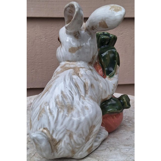 Orange Vintage Italian Painted & Glazed Easter Rabbit Figure - Made in Italy For Sale - Image 8 of 12