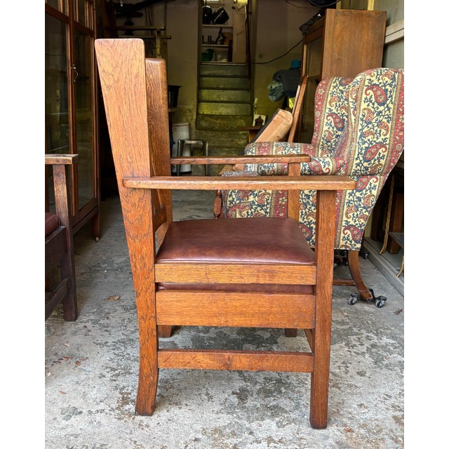 1910s Stickley Era Mission Oak Lounge Chair For Sale - Image 11 of 11