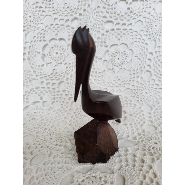 1970s Hand Carved Wooden Pelican Figurine For Sale - Image 5 of 7