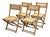 Mid-Century Belgian Folding Chairs in Wood and Hand-Woven Cane, Set of 4 For Sale