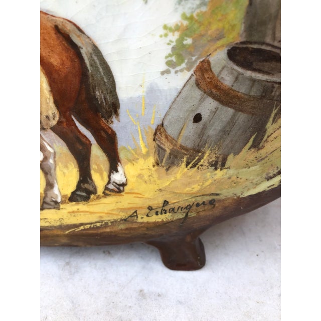 Large 19th French Jardiniere With Horses & Barnyard Albert Lebarque For Sale - Image 4 of 11