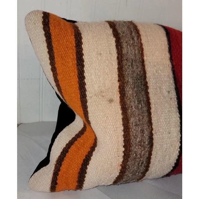 Pair of Hand Made Wool Striped Pillows Unusual Colors For Sale - Image 4 of 5