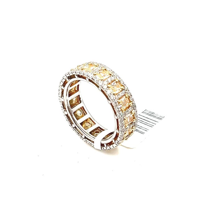 Early 21st Century 2.87 Ct Natural Yellow Diamond Eternity Band Size 6.5 For Sale - Image 5 of 7