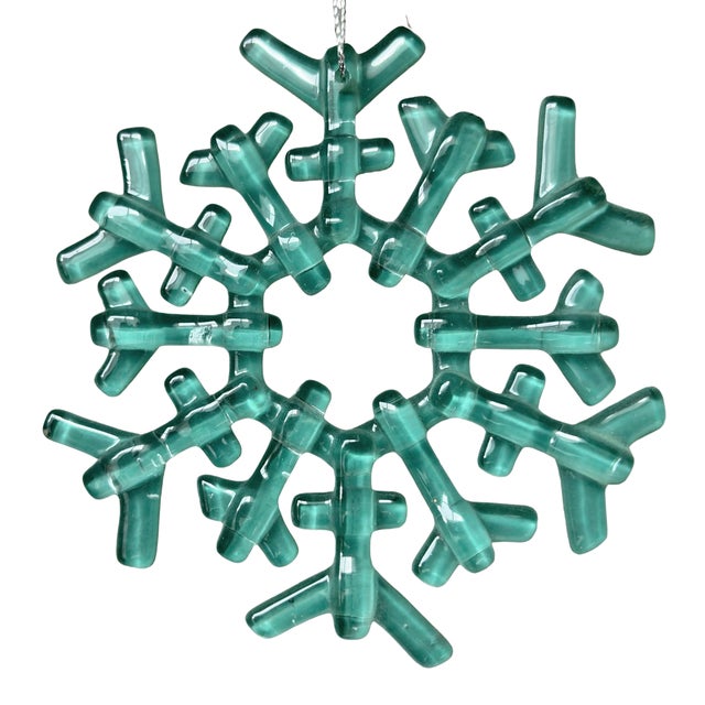 Contemporary Restoration Hardware | Glass Snowflake Christmas Ornaments - Set of 2 For Sale - Image 3 of 6