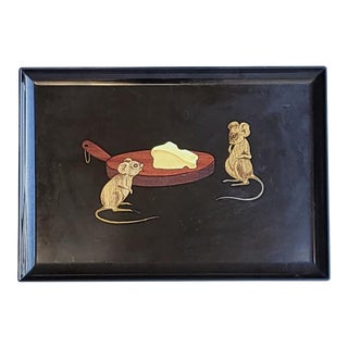 Mid 20th Century Couroc of Monterey Tray With Cheese and Mice For Sale