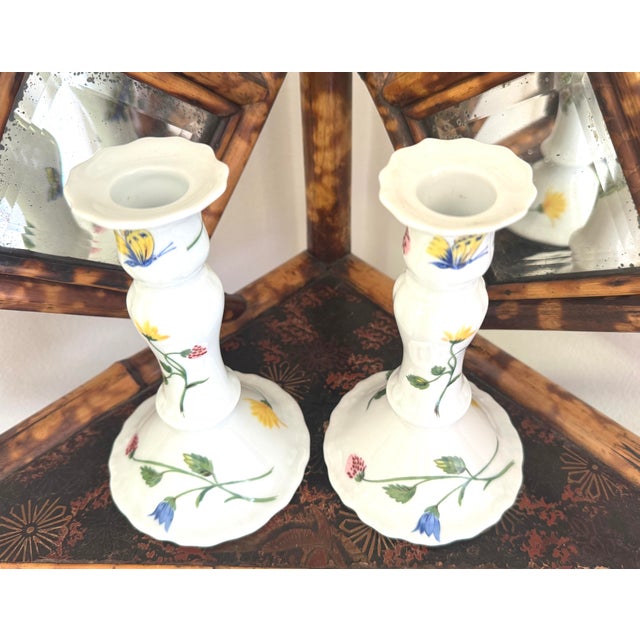 D Porthault Limoges Porcelain Hand Painted Candleholders For Sale In Miami - Image 6 of 11