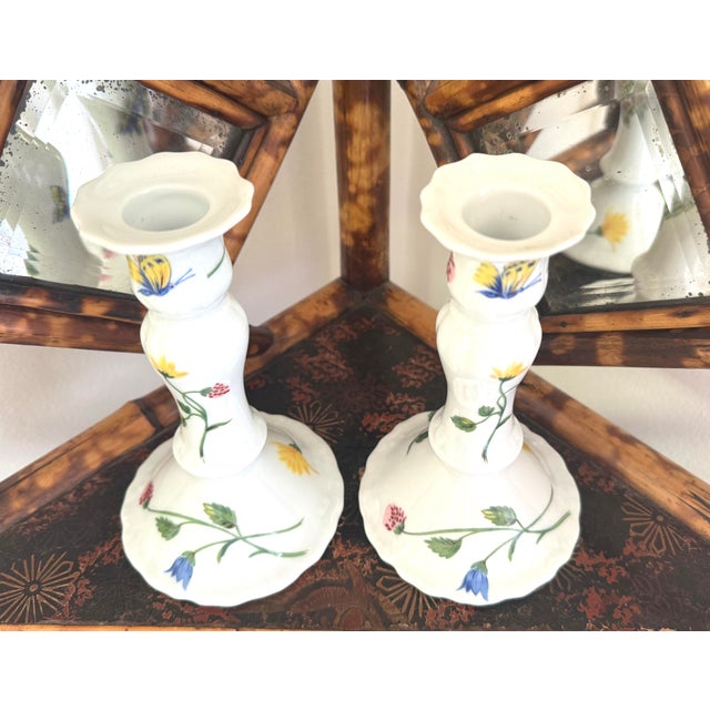 D Porthault Limoges Porcelain Hand Painted Candleholders For Sale In Washington DC - Image 6 of 11