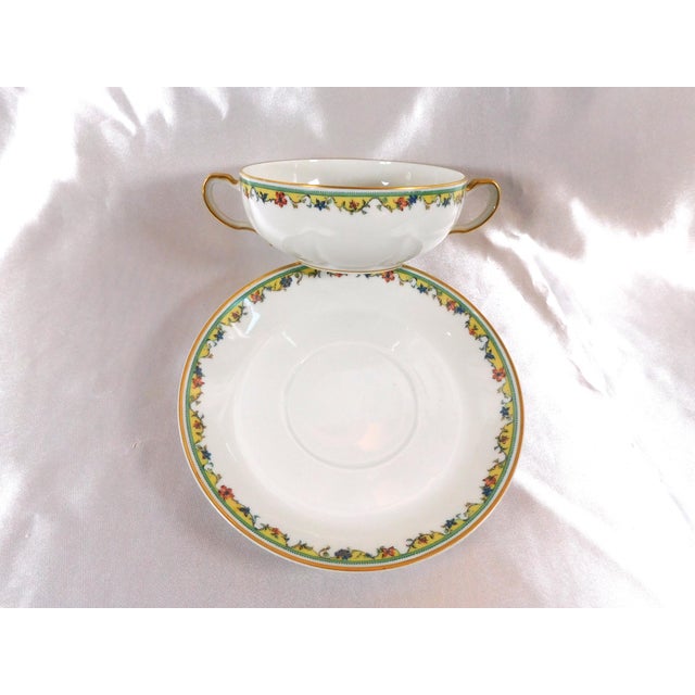 Contemporary 1950s Haviland Flat Cream Soup Bowl and Saucer For Sale - Image 3 of 5