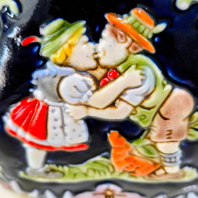 1970s Ceramarte Bavarian Courting Couple Ceramic Decanter & 6 Shot Glasses For Sale - Image 4 of 14