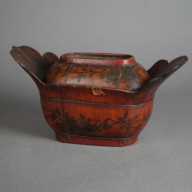 Antique Chinese Figural & Polychromed Wooden Basket Circa 1920 For Sale - Image 6 of 14