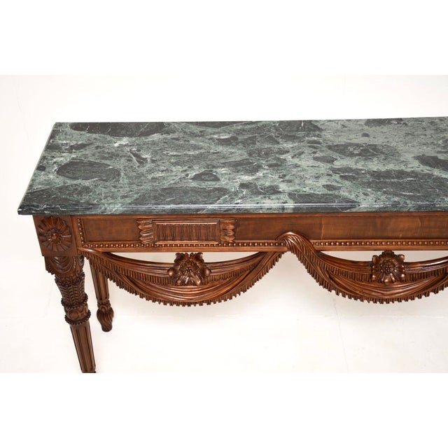 1930s Vintage Carved Walnut Console Table with Marble Top, 1930 For Sale - Image 5 of 12