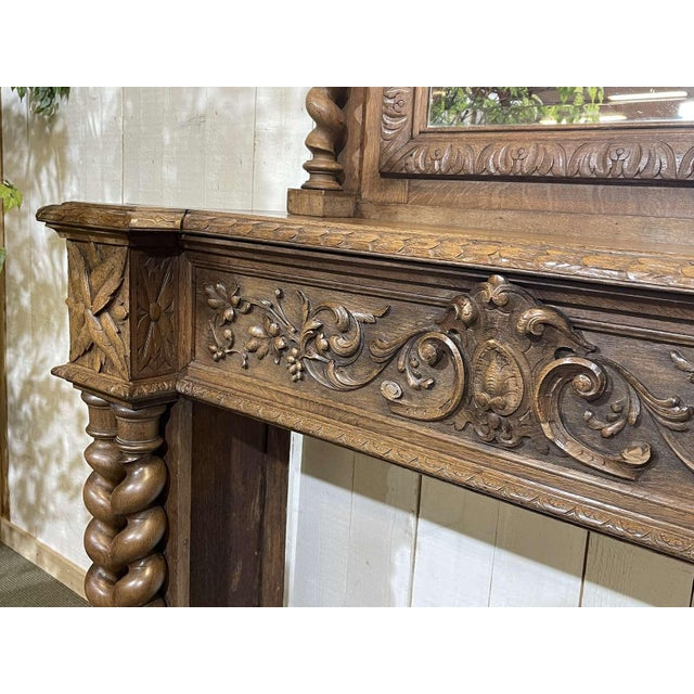 Early 20th Century Louis XIII Oak Fireplace and Overmantel For Sale - Image 11 of 14