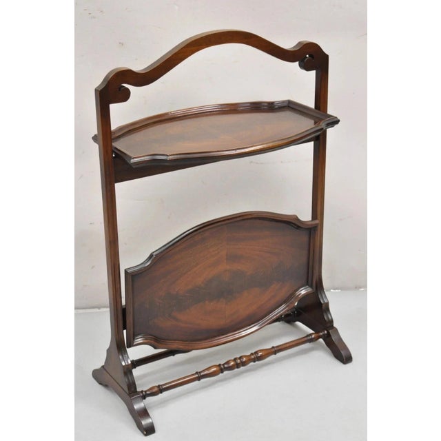 Vintage Regency Style Mahogany 2 Tier Folding Muffin Cake Stand Side Table For Sale - Image 11 of 12