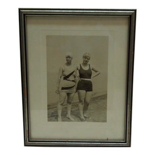 Circa 1920 Black & White Photograph Girls in Bathing Suits For Sale