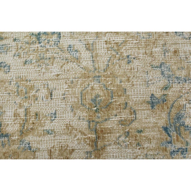 Tabriz Rug 8’10” X 12’2” Beige Wool Vintage Distressed Hand-Knotted Carpet For Sale - Image 11 of 15