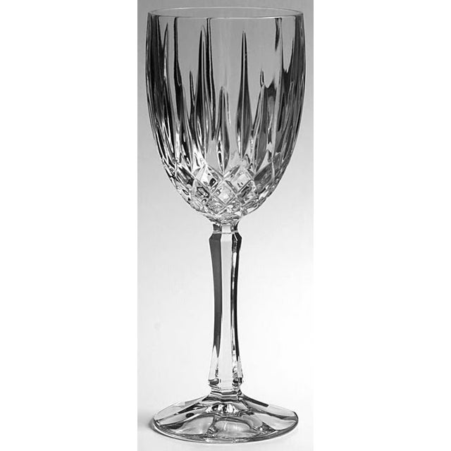 1990s Vintage Gorham Regalta Cut Diamond, Faceted Stem Crystal Goblets, Set of 6 For Sale - Image 5 of 10