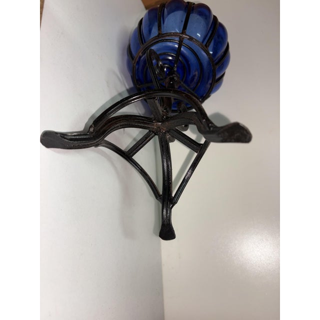 Blue Vintage Submerged Glass Vase, 1920 For Sale - Image 8 of 9