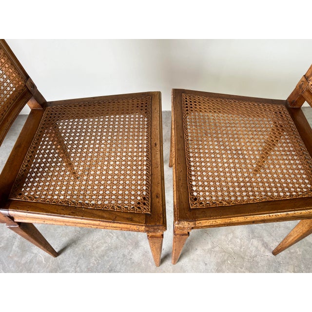 Wood Antique Italian Louis XVI - Style Wood and Cane Accent Chairs - a Pair For Sale - Image 7 of 12