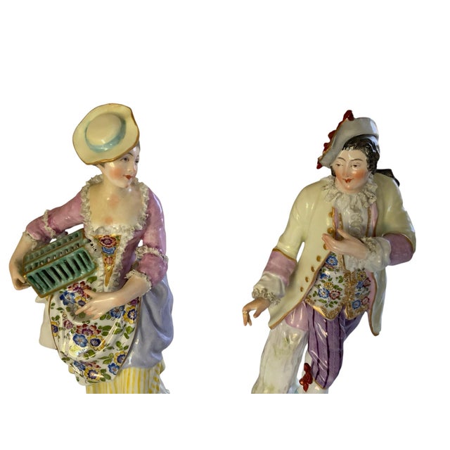 Fine Pair of Antique Meissen First-Quality Porcelain Rococo Figurines c. 1860-1890 Made in Germany. Exceptional and...