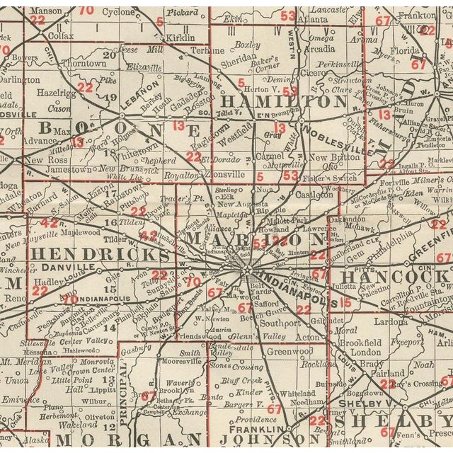 19th Century Antique Map of Indiana, The Hoosier State from Rand McNally, 1899 For Sale - Image 5 of 12