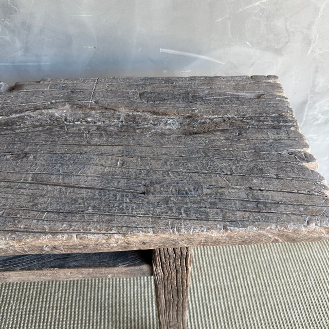 Vintage Elm Wood Console Table For Sale In Los Angeles - Image 6 of 13