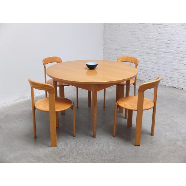 Round Extendable Dining Table in Oak by Van Den Berghe-Pauvers, 1970s For Sale - Image 13 of 16