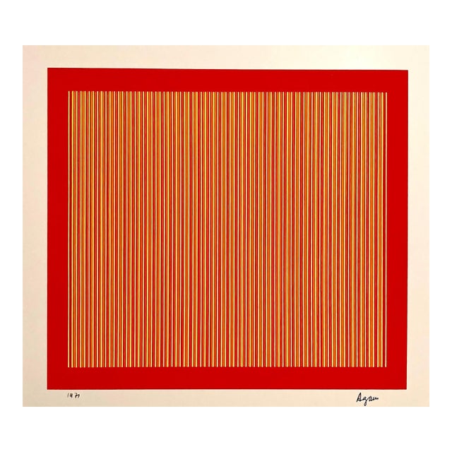 Yaacov Agam, Agam Silkscreen Abstract Monotype 1971 Monoprint Israeli Kinetic Op Art Print For Sale