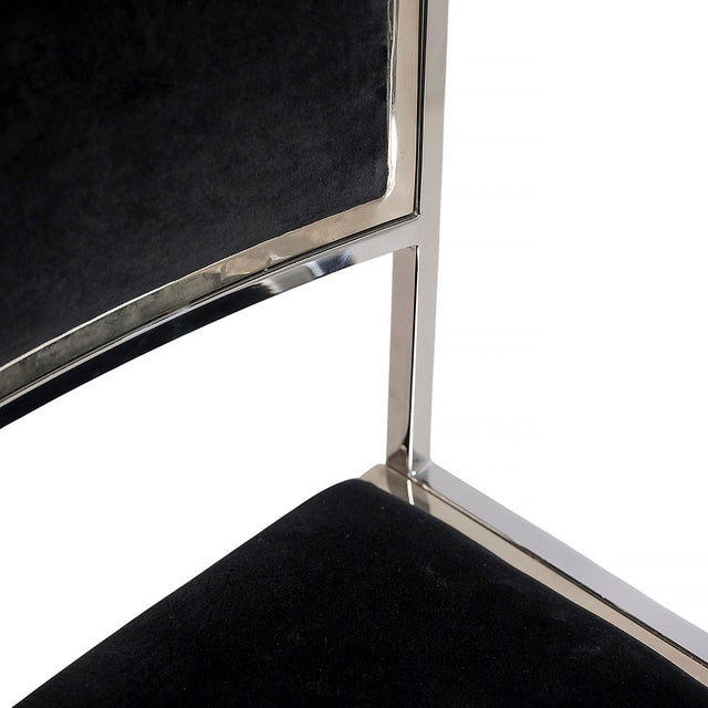 Mid-Century Modern Italian Chrome and Velvet Chairs, 1970s, Set of 6 For Sale - Image 10 of 13